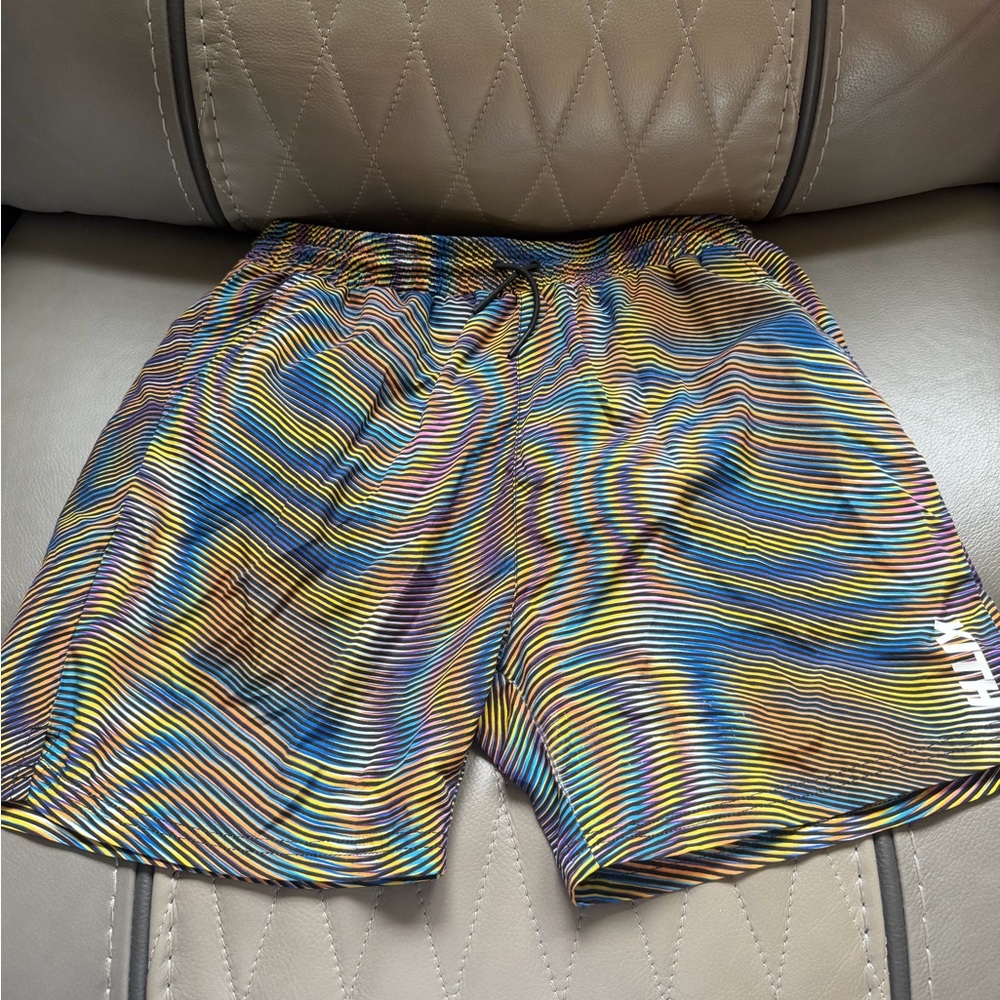 Kid Multicolor Wavy Stripe Swim Shorts